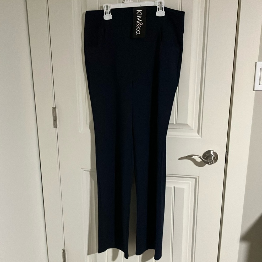 KIM & CO PANTS Full Length Pull On Pockets NAVY XL NEW